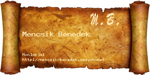 Mencsik Benedek névjegykártya